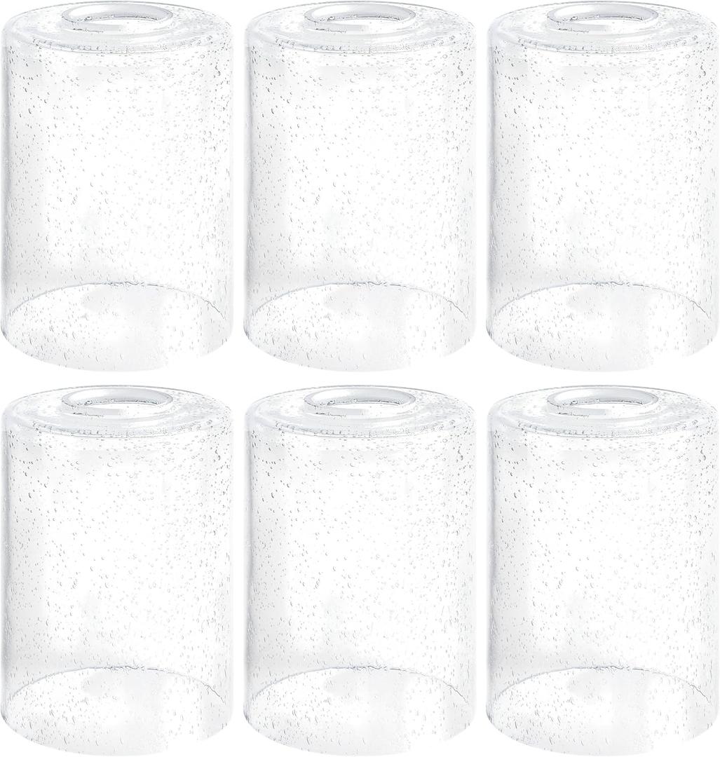 GO&SO 6 Pack Clear Bubble Seeded Glass Shade, 5.5in Height, 3.94in Diameter, 1.65in Fitter, Cylinder Glass Lamp Shade Replacement,for Pendant light/Wall Sconce/Floor Lamp/Desk Lamp/Chandelier
