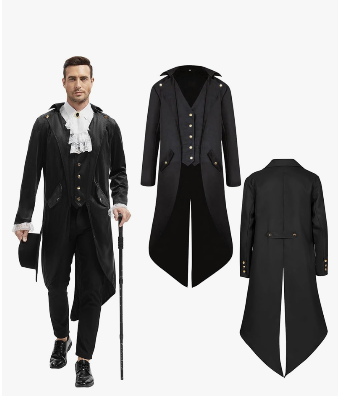 Steampunk Jacket Men Renaissance Tailcoat Medieval Costume Halloween Costumes for Mens XL