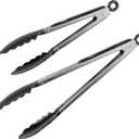 Locking 12-inch & 9-inch Stainless Steel Kitchen Tongs Set for Cooking, Grilling, and Serving  Set of 2, Heavy Duty