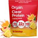 Orgain Clear Whey Isolate 22g Protein Powder, Tropical Punch, 18 Servings (EXP 05/26/28)