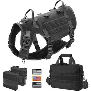Forestpaw Tactical Dog Harness Patches Pouches and Storage Backpack Set,Dog Harness for Dogs, Capacity Tool Pouch with Shoulder Strap, Size Medium