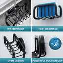 TAILI Sponge Holder for Kitchen Sink with Strong Suction Cup, Removable Sponge Holder, Rustproof Aluminum Sink Caddy for Sponges, Dish Brush - Black