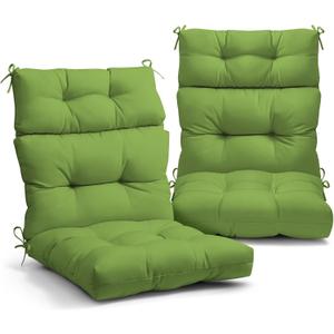 EAGLE PEAK Tufted Outdoor/Indoor High Back Patio Chair Cushions, Set of 2, Green