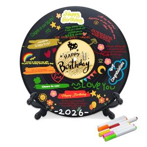pwvsayjcj Vinyl Record Birthday Decorations, Happy Birthday Party Favor Sign Poster, Large Guest Book 11.6" x 11.6"