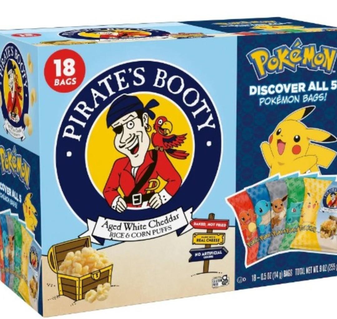 Pack of 3, Pirate's Booty Aged Chips White Cheddar Puffs Snack Multipack Pokemon - 9oz/18ct, BBD:01.26.26