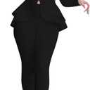 Salimdy Sexy 2 Piece Outfits for Women Long Sleeve Solid Blazer with Pants Casual Elegant Business Suit Sets, Black 
