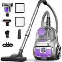 Aspiron Canister Vacuum Cleaner, 40Kpa Bagless Vacuum Cleaners | 4QT Dust Cup, Double HEPA Filter, Retractable Cord, 1600W Lightweight Vacuum Cleaner with 5 Tools for Hard Floors, Heliotrope