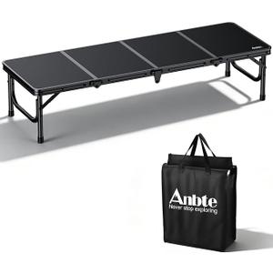 Anbte 4ft Low Folding Picnic Table with Storage Bag, 10.3" Height, Black
Thicker Aluminum Camping Table, Portable Handle, Lightweight, for Camping Beach Party Picnic Floor, 46" x 16" x 10.3"
