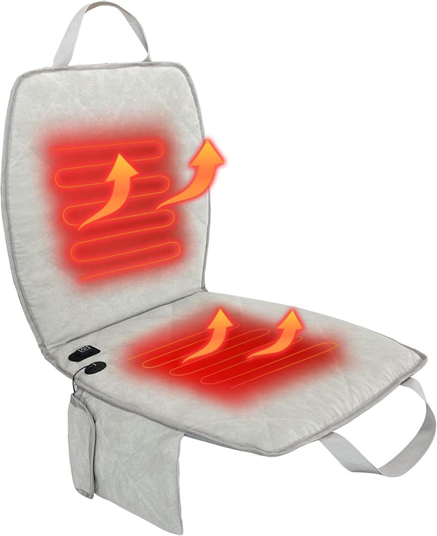 Portable Heated Seat Cushion(No Power Bank) Heated Camping Chair Pad,Foldable Heated Stadium Seat for Bleachers,USB Powered Heated Seats Great for Sports, Fishing, Concerts Grey