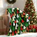 LOSIVISHE Christmas Fleece Throw Blanket  300GSM Soft and Cozy Holiday Blanket for Sofa, Bed, Couch  Xmas Decorative Flannel Blanket, W50 x L70in (Christmas Tree - Green)