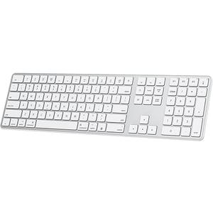 Bluetooth Keyboard Compatible with Mac, with Numeric Keypad, Rechargeable Wireless Keyboard Compatible with MacBook Pro/Air, iMac, Mac mini/Pro Laptop and PC (Silver)