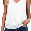 Womens Tank Tops Casual V Neck Sleeveless Summer Spring Clothes Loose Fit Cute Outfit Basic Cami 2025 Fashion Shirts (Small, White)