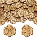 MotiMind 100 Pcs Bow Wax Seal Stickers Wedding Invitation Envelope Seal Stickers, 3D Self Adhesive Stamp Decals for Invitation, Baby Shower, Greeting Cards, Gift Wrapping(Antique Gold)
