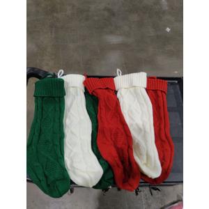 Hommtina Christmas Stockings, Personalized Christmas Stockings 18 Inches Large Size Cable Knitted Stocking Gifts (6pcs White/Red/Green)