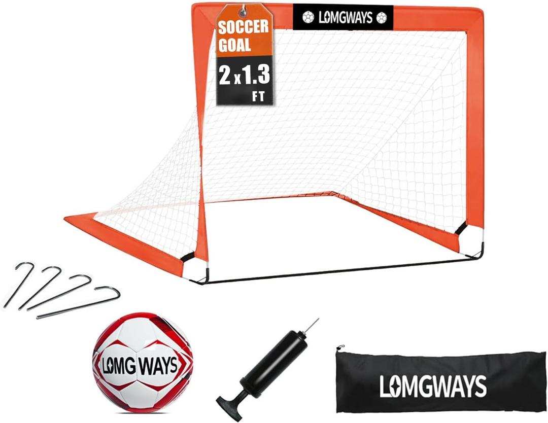 Soccer Goal – Foldable Frame Net for Kids + Youth – Indoor + Outdoor Soccer Goal with Carry Bag – Easy Set up – Multiple Sizes for Practice & Games, 2x1.3FT+Size 1 Ball