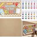 Geetery DIY Classroom Craft Set 2 Pcs 23.6" x 35.4" 160g Kraft Paper Roll with 12 Color Paint Kit DIY Bulletin Board Banner Decorations for Drawing Painting Classroom Back to School Teacher Supplies