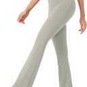 ODODOS Women's Cross Waist Bootcut Yoga Pants with Inner Pocket, Non See Through Bootleg Gym Workout Pants -Inseam 31", Light Grey, X-Large