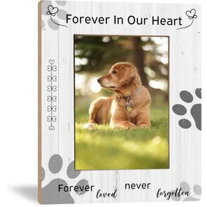 Forever In Our Heart Forever Loved Never Forgotten Pet Memory Picture Photo Frame, Pet Dog Cat Memorial Picture Frames, Memorial Sympathy Gifts For Loss Of Dog, Pet Memorial Picture Frames 5x7