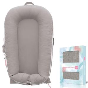 Corduroy Baby Lounger Cover for Dockatot Deluxe + | 100% Cotton Hypoallergenic Newborn Premium Quality Spare Cover(Cover Only) (Grey)