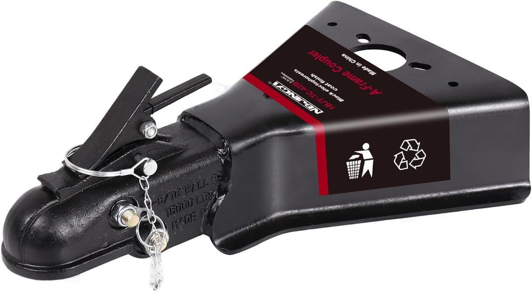 Heavy Duty Cast 2-5/16" 15000LBS A-Frame Trailer Coupler, Class III Powder Coated Black