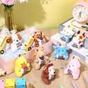 12 Set Welcome Back to School Gifts for Students Mini Stuffed Plush Animal Keychains Toys Bulk with Bus Tags Organza Goodie Bag for First Day of School Classroom Gift Party Favor