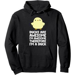 Ducks Are Awesome. I'm Awesome Therefore I'm a Duck Pullover Hoodie (Black, S)
