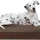 KSIIA Orthopedic Dog Bed Crate Waterproof Pet Mats for Large Dogs Deluxe Plush Washable Pet Bed with Egg Crate Foam & Removable Cover, 35 x 22 Inch, Brown