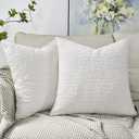 Booque Valley Decorative Pillow Covers Set of 2 Soft and Plush Textured Velvet Boho Modern White Pillows Throw Pillowcases for Livingroom Home Decor 18x18 Inch, Ivory