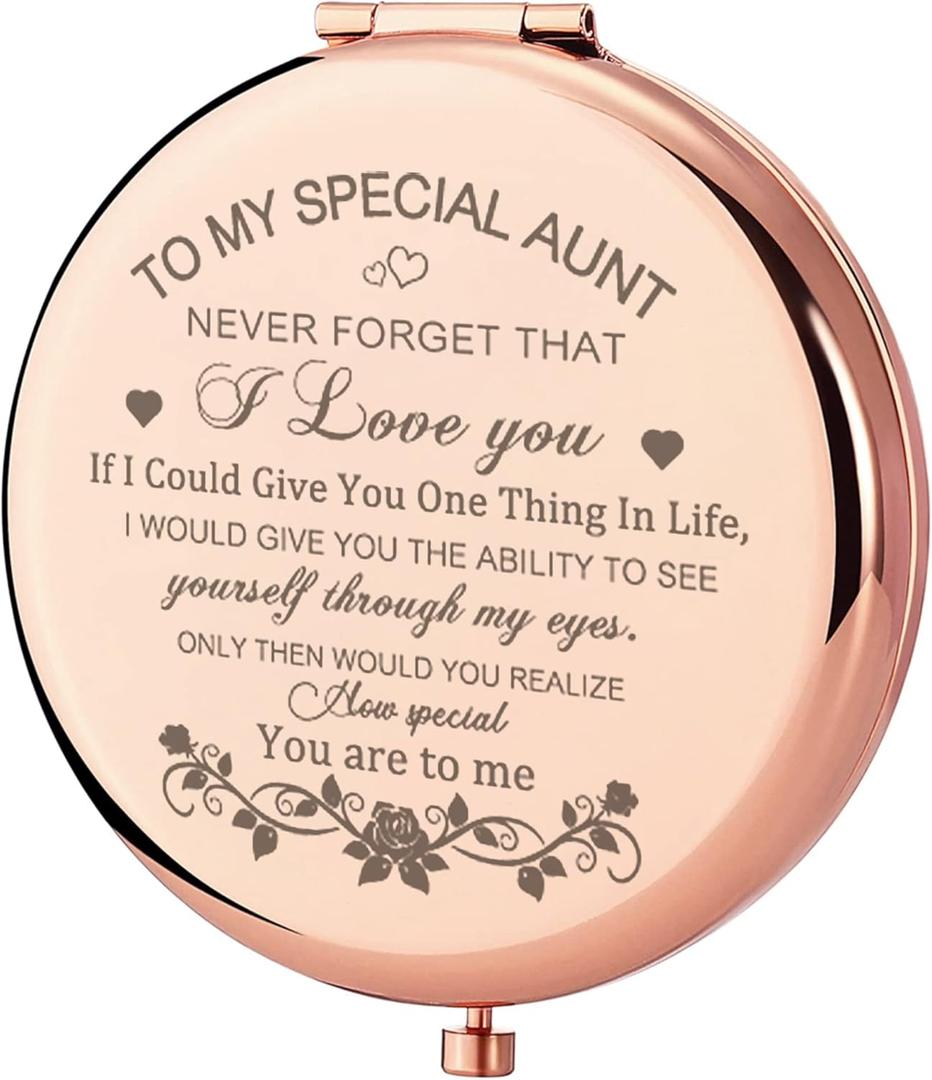 GAOLZIUY Compact Mirror, Rose Gold Special Aunt Hand Mirror, 2.5 inches, Portable, Home Mirror for Mother's Day, Birthdays