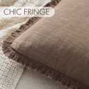 ANRODUO Set of 2 Decorative Throw Pillow Covers 2424 Inch Soft Linen Fringe Farmhouse Boho Vintage Cushion Covers with Tassels Accent Pillowcase for Couch Sofa Bed Living Room Home Decor Cocoa Brown