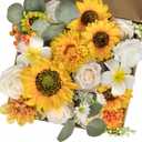 Multi Use Artificial Flowers Sunflowers Combo for DIY Centerpieces Arrangements Wedding Bridal Bouquet Table Chair Decor Candle Holder Baby Shower Cake Decor Flower Strips Home Dcor