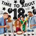 Holkcog 30pcs 18th Birthday Decorations for Boys, Black Happy 18th Birthday Banner, Hide The Car Keys, Bruh I'm 18 Cupcake Topper, Black Cake Topper, Sixteen Bday Decor Ceiling Wall Sign, 18 Party Men