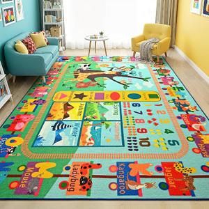 Maxsoft Kids Rug for Playroom Educational 5x7 Play Mat for Classroom
Washable Playmat for Learning ABC Alphabet Animal Season Shapes Numbers Daycare Rug for Kids Room Nursery Children