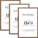 13x19 Solid Oak Wood Picture Frames, Walnut, 3 Pack | Minimalist oak frame; fits 11x17 with mat or 13x19 without; wall display for family photos, art prints, or gallery walls.