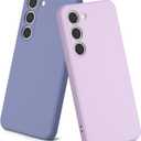 2 Pack Case for Samsung Galaxy S23 (Only), Stylish Liquid Silicone Slim Full-Body Protective Cover Compatible with Samsung Galaxy S23 5G Phone Case (Violet+Lavender Gray)