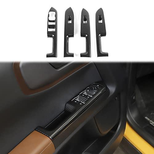 PDKLIN for Bronco Sport Power Window Switch Panel Trim Cover for Bronco Sport 2021 up Black ABS Carbon Fiber Interior Accessories 4pcs