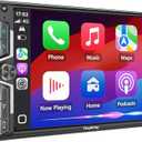 SJoyBring 7" QLED Double Din Car Stereo - Wireless Apple CarPlay & Android Auto, 240W 4.2CHN, SWC, Bluetooth, FM/AM Car Radio, 2 Subwoofers Outputs, Backup Camera