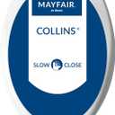 Mayfair Collins Slow Close Toilet Seat, Durable Plastic Seat with Extra Stability Bumpers and Secure Hinges, Made in USA, Elongated, White