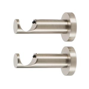 Ivilon Ceiling or Wall Mount Curtain Rod Brackets Holders for Curtain Rods of 7/8 and 1 Inch Diameter. Set of 2. Color Brushed Nickel