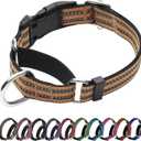 Martingale Dog Collar, Adjustable Nylon Reflective Collar with Quick Release Buckle (Turmeric Brown, Large)