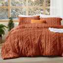 Bedsure Tufted Boho Comforter Set Full Size - Terracotta Boho Bed Set, GentleSoft 3 Pieces Farmhouse Shabby Chic Embroidery Bedding, Gifts for Woman, Soft Jacquard Full Comforter for All Seasons (27 - Terracotta - Elegant)