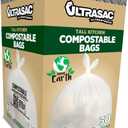 Ultrasac 13 Gallon 0.85 MIL Clear Compostable Trash Bags - 24" x 33" - Pack of 30