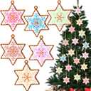 Zhanmai 24 Pcs Christmas Pastel Snowflake Star Ornaments Christmas Tree Pastel Snowflake Star Decorations Cute Xmas Hanging Ornaments Traditional Xmas Tree Party Decors