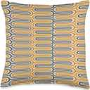 Mid Century Modern Geometric Pattern Navy Blue Yellow Rust Throw Pillow