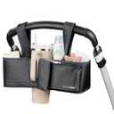 Skip Hop Ultimate Stroller Organizer Universal Fit with Adjustable Straps, Magnetic Flaps and Convertible Design That fits 40 oz. Tumblers, Black
