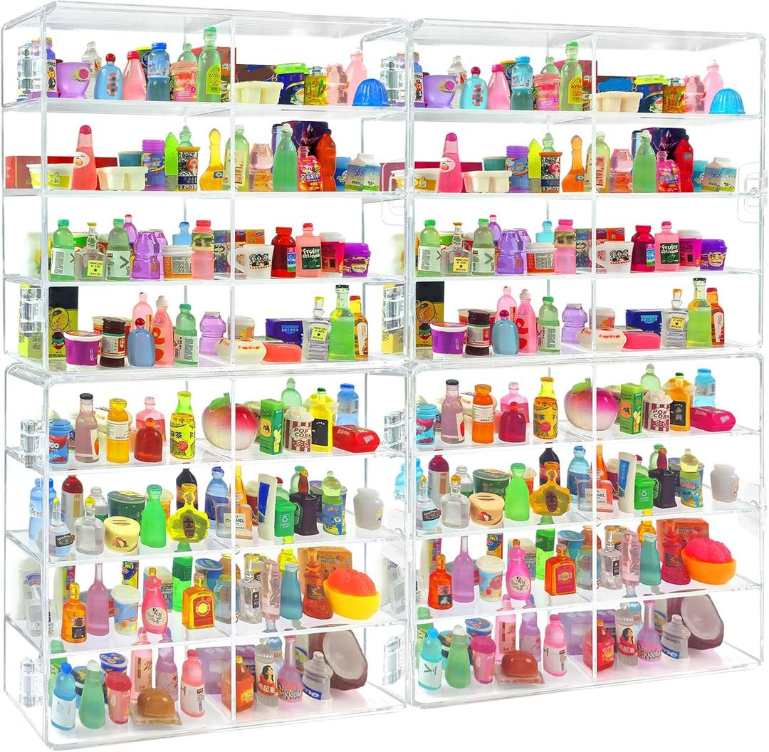  Mini Brands Display CasePlastic Mini Brands Storage Case Collector Toys, Shopkins Real Littles, Mini Mart Storage Organizer(4 Pack-32 Slots)