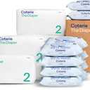 Coterie Baby Wipes + Diapers Kit, Size 2 Diapers (186 Count) & 12 Pack (672 Count) Baby Wipes with 99% Water, Plant Based Materials, Hypoallergenic for Sensitive Skin