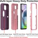 for Motorola Moto One 5G Ace Case, Defender Case Soft TPU Hard PC Heavy Duty Shockproof Dustproof 3 in 1 Phone Cover for Moto One 5G Ace 2021 (Pink/Maroon)
