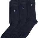 POLO RALPH LAUREN Mens Super Ribbed Socks 3 Pair Pack Lightweight Comfort Soft Ribbered Dress Crew, 1217 US