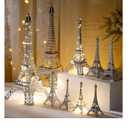 Hicarer 9 Pcs Eiffel Tower Statue Decor 5-15 Inch 5 Size Alloy Metal Paris Eiffel Tower Craft French Party Decoration for Living Room Table Stand Holder Collectible Gift(Silver)